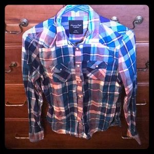 American Eagle Outfitters Snap Button Plaid Shirt